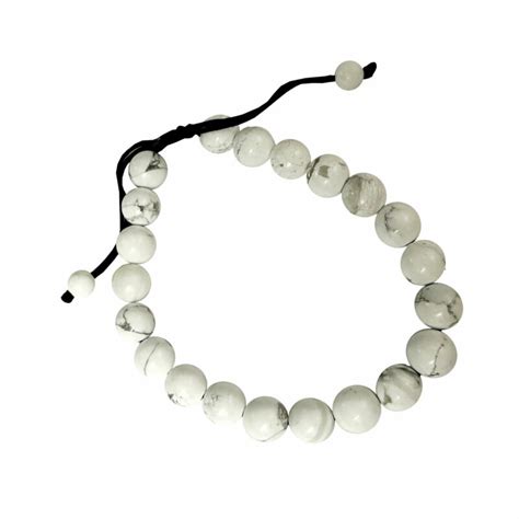 Torgiano Adjustable Bracelet in White Howlite with White Zirconia .